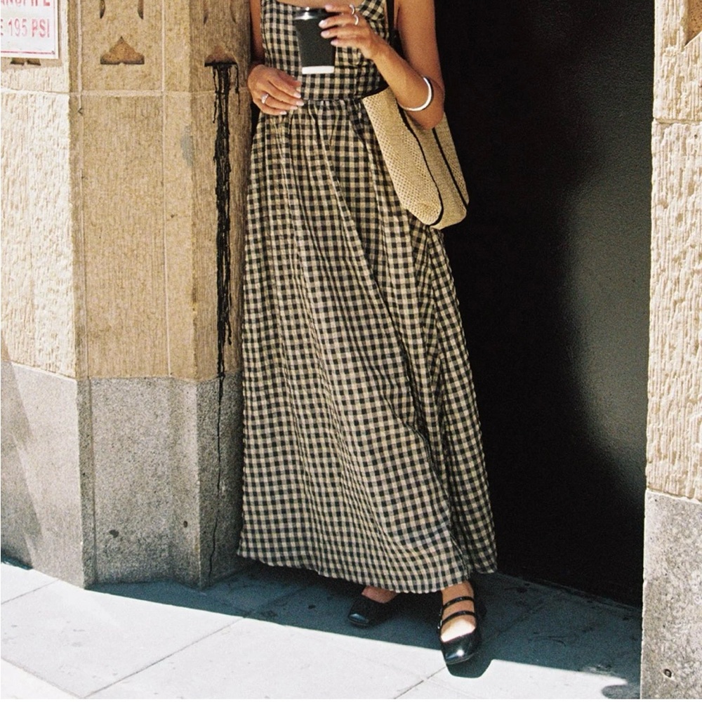 Princess Polly Black and Cream Checkered Maxi Dress